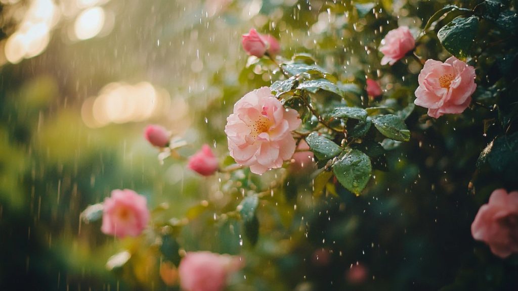 Le jardin est-il différent après la pluie ?